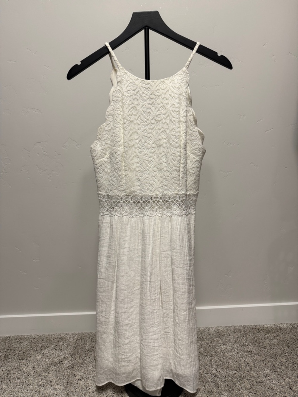 White Lace Halter Sundress - Lightweight Summer Dress